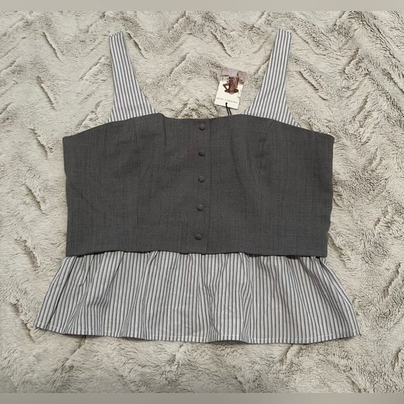 Sincerely Jules Striped Gray Bustier Corset Combination Top - Picture 5 of 12